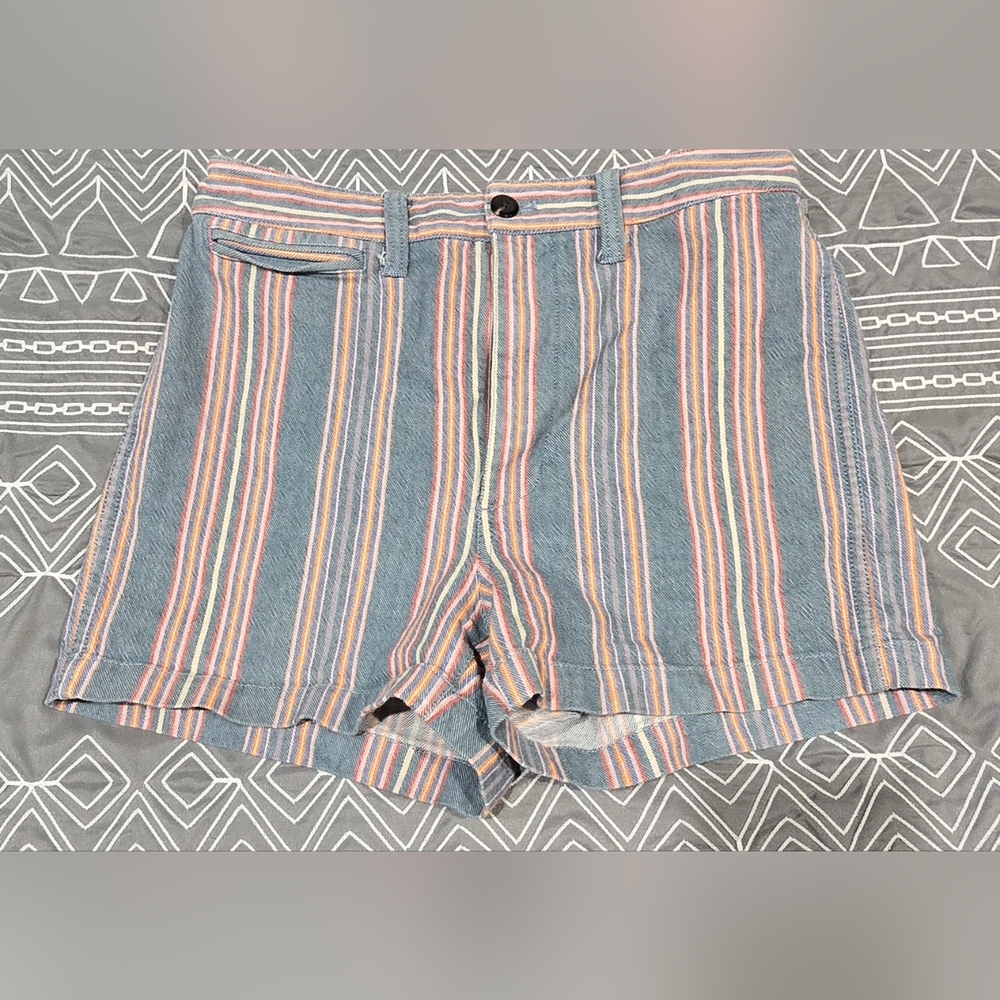 Madewell Emmett Shorts In Rainbow Stripes Size 27